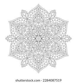 Decorative rounded mandala coloring book page illustration - Shutterstock ID 2284087519