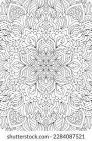 Decorative abgerundete Mandala-Malbuchseite