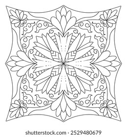 Dekorative abgerundete Mandala Färbung Buch Seite Illustration. Verwendet für Kindererziehung und Erwachsenenentspannung