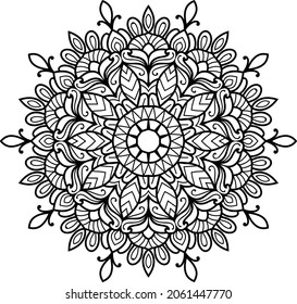 Decorative rounded  mandala zen tangle design  colouring book pages for adults vector illustration