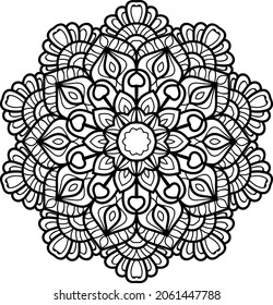 Decorative rounded  mandala zen tangle design  colouring book pages for adults vector illustration