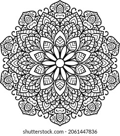 Decorative rounded  mandala zen tangle design  colouring book pages for adults vector illustration