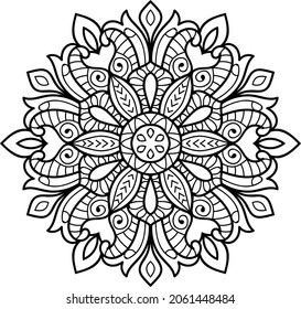 Decorativo Mandala redondeada zen diseño de color páginas de libros para adultos ilustración vectorial 