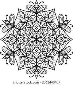 Decorative Rounded mandala zen tangle design colouring book pages for adults vector illustration 