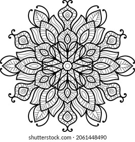Decorative Rounded mandala zen tangle design colouring book pages for adults vector illustration 