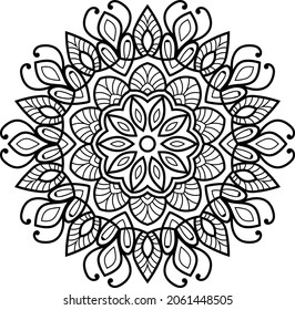 Decorative Rounded mandala zen tangle design colouring book pages for adults vector illustration 