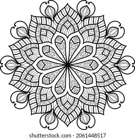 Decorative Rounded mandala zen tangle design colouring book pages for adults vector illustration 