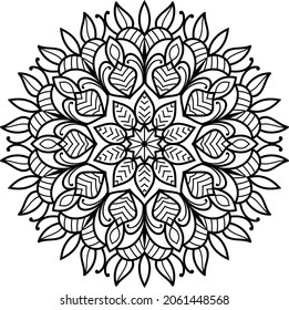 Decorativo Mandala redondeada zen diseño de color páginas de libros para adultos ilustración vectorial 