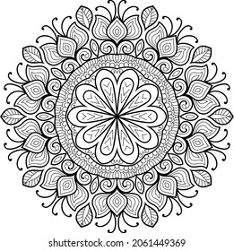 Decorativo Mandala redondeada zen diseño de color páginas de libros para adultos ilustración vectorial 