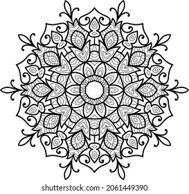 Decorative Rounded mandala zen tangle design colouring book pages for adults vector illustration 