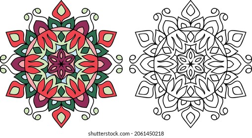 Dekorabgerundete Mandala-Zen-Design-Farbbuchseite für Erwachsene Vektorgrafik-Vorlage