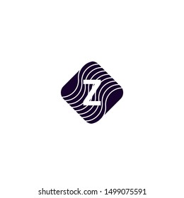 decorative rounded square geometric Z logo letter design concept in dark purple color vector illustration