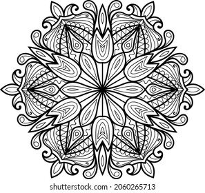 Decorative Rounded zen tangle design rounded  mandala colouring book pages for adults vector illustration 
