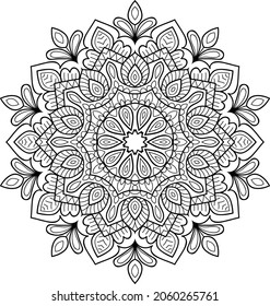 Decorative Rounded zen tangle design rounded  mandala colouring book pages for adults vector illustration 