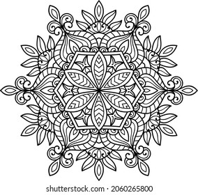 Decorativo Diseño enmarañado en forma de maraña redondeado manala páginas de libros de colores para adultos ilustración vectorial 