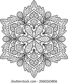 Decorativo Diseño enmarañado en forma de maraña redondeado manala páginas de libros de colores para adultos ilustración vectorial 