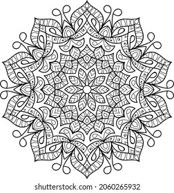 Decorative Rounded zen tangle design rounded  mandala colouring book pages for adults vector illustration 