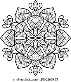 Decorative Rounded zen tangle design rounded  mandala colouring book pages for adults vector illustration 