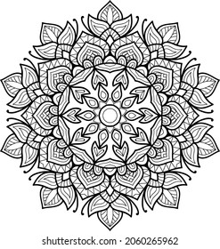 Decorative Rounded zen tangle design rounded  mandala colouring book pages for adults vector illustration 