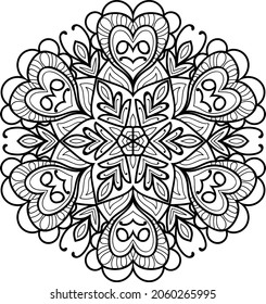 Decorative Rounded zen tangle design rounded  mandala colouring book pages for adults vector illustration 