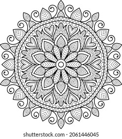 Decorative Rounded zen tangle design rounded  mandala colouring book pages for adults vector illustration 