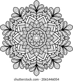 Decorative Rounded zen tangle design rounded  mandala colouring book pages for adults vector illustration 