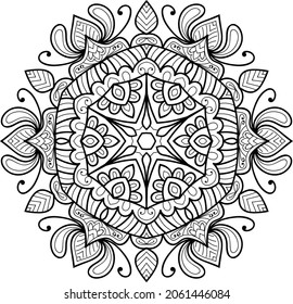 Decorative Rounded zen tangle design rounded  mandala colouring book pages for adults vector illustration 