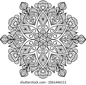 Decorative Rounded zen tangle design rounded  mandala colouring book pages for adults vector illustration 