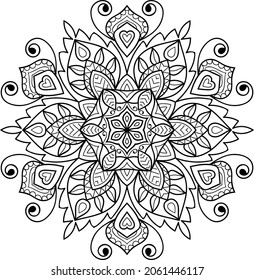 Decorative Rounded zen tangle design rounded  mandala colouring book pages for adults vector illustration 