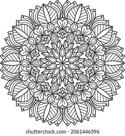 Decorative Rounded zen tangle design rounded  mandala colouring book pages for adults vector illustration 
