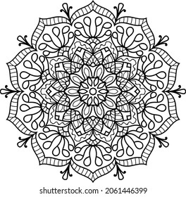 Decorative Rounded zen tangle design rounded  mandala colouring book pages for adults vector illustration 