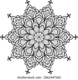 Decorativo Diseño enmarañado en forma de maraña redondeado manala páginas de libros de colores para adultos ilustración vectorial