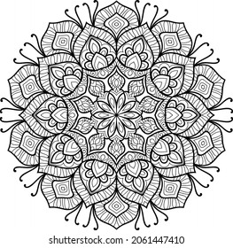 Decorative Rounded zen tangle design rounded  mandala colouring book pages for adults vector illustration