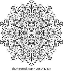 Decorative Rounded zen tangle design rounded  mandala colouring book pages for adults vector illustration