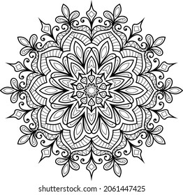 Decorativo Diseño enmarañado en forma de maraña redondeado manala páginas de libros de colores para adultos ilustración vectorial