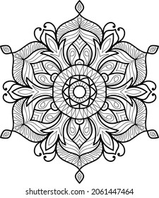 Decorativo Diseño enmarañado en forma de maraña redondeado manala páginas de libros de colores para adultos ilustración vectorial
