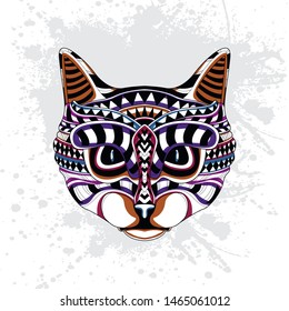 decorative rousing color of cat head from pattern