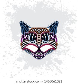decorative rousing color of cat head from pattern