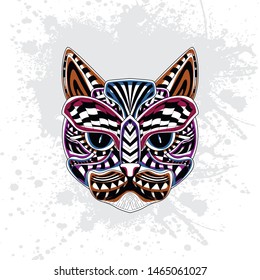 decorative rousing color of cat head from pattern