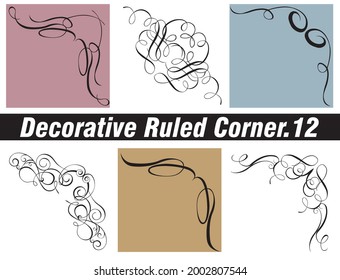 Decorative ruled corner, decorative ruled line, frame illustration material set