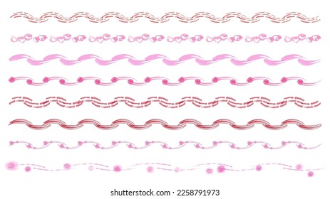 A decorative ruled line set with a touch of pink watercolor.
Easy-to-edit vector material.
There are other variations as well.