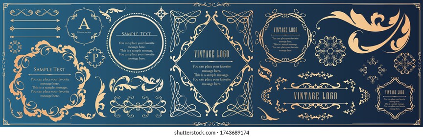 
Decorative rules for design, easy-to-use title design. Set of headings and labels