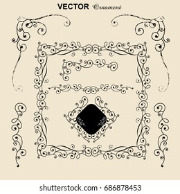 Decorative ruling, decorating box, vintage, Earl Nouveau, vector data