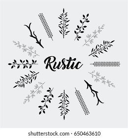 decorative rustic vintage icons set