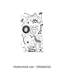 decorative safari t-shirt print