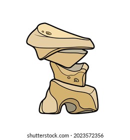 Decorative sandstones stacked by a turret object  color variation for coloring page isolated on white background