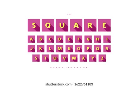 Decorative sans serif font in flat style. Letters for logo and label design. Color print on white background