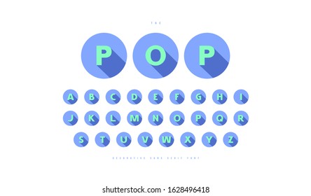 Decorative sans serif font in flat style. Letters for logo and label design. Color print on white background