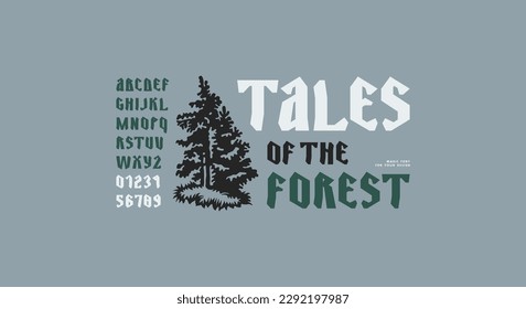 Decorative sans serif font in retro style. Letters and numbers for logo and emblem design