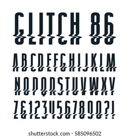 Decorative sanserif font with glitch distortion effect